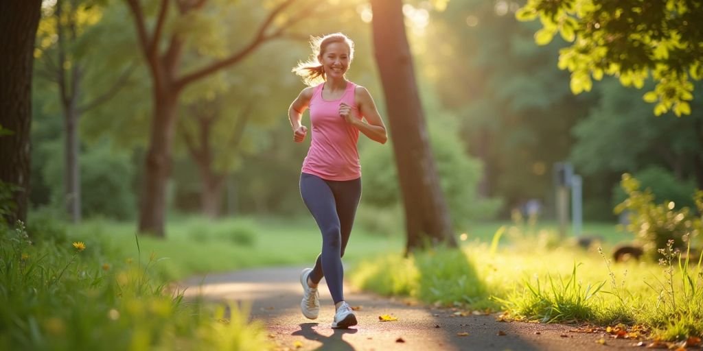 Henkilö liikkuu ulkona, edistäen aktiivista elämäntapaa.